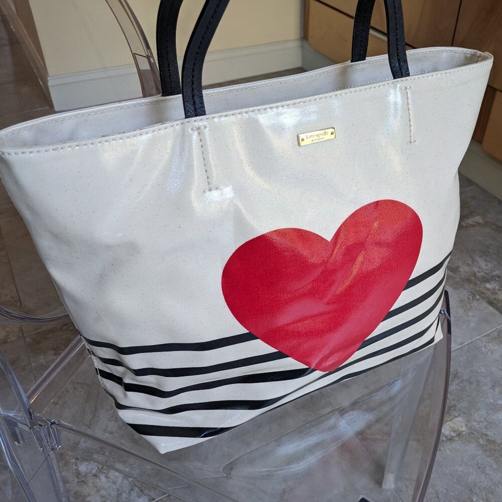 Kate Spade Yours Truly Heart Stripe Hallie Tote Bag